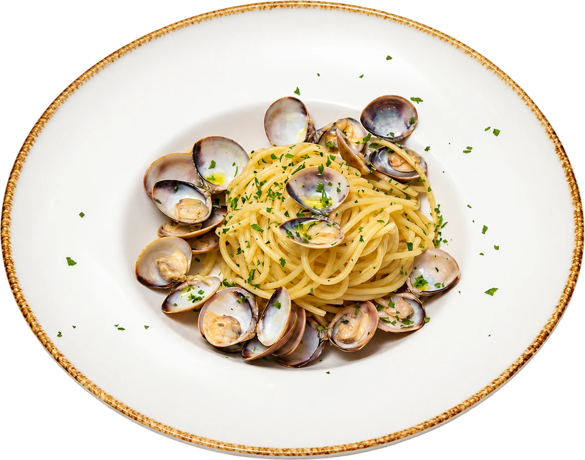 Piatto di pasta con vongole